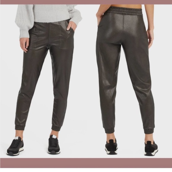 NWOT SPANX Faux Leather Jogger Pants - Picture 2 of 7